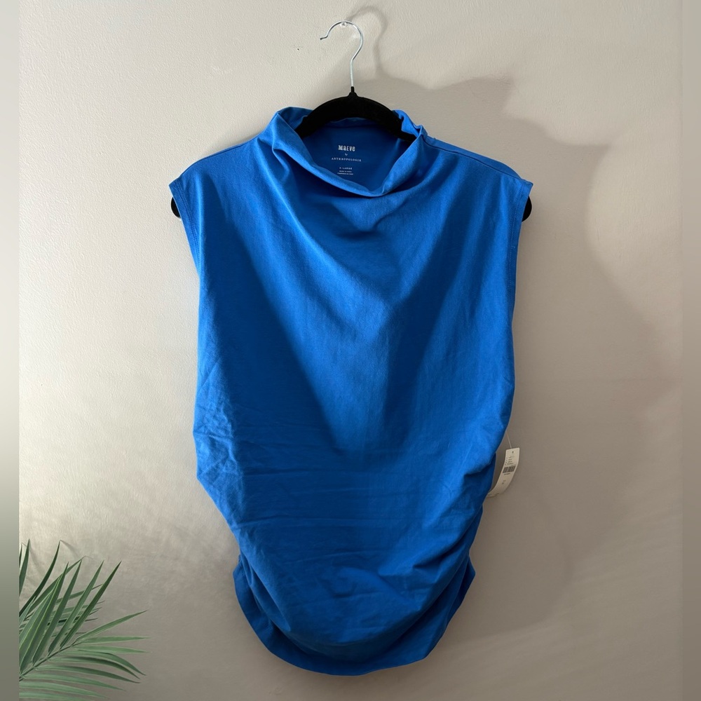NWT Anthropologie Cobalt Blue Sleeveless Drape Neck Tank